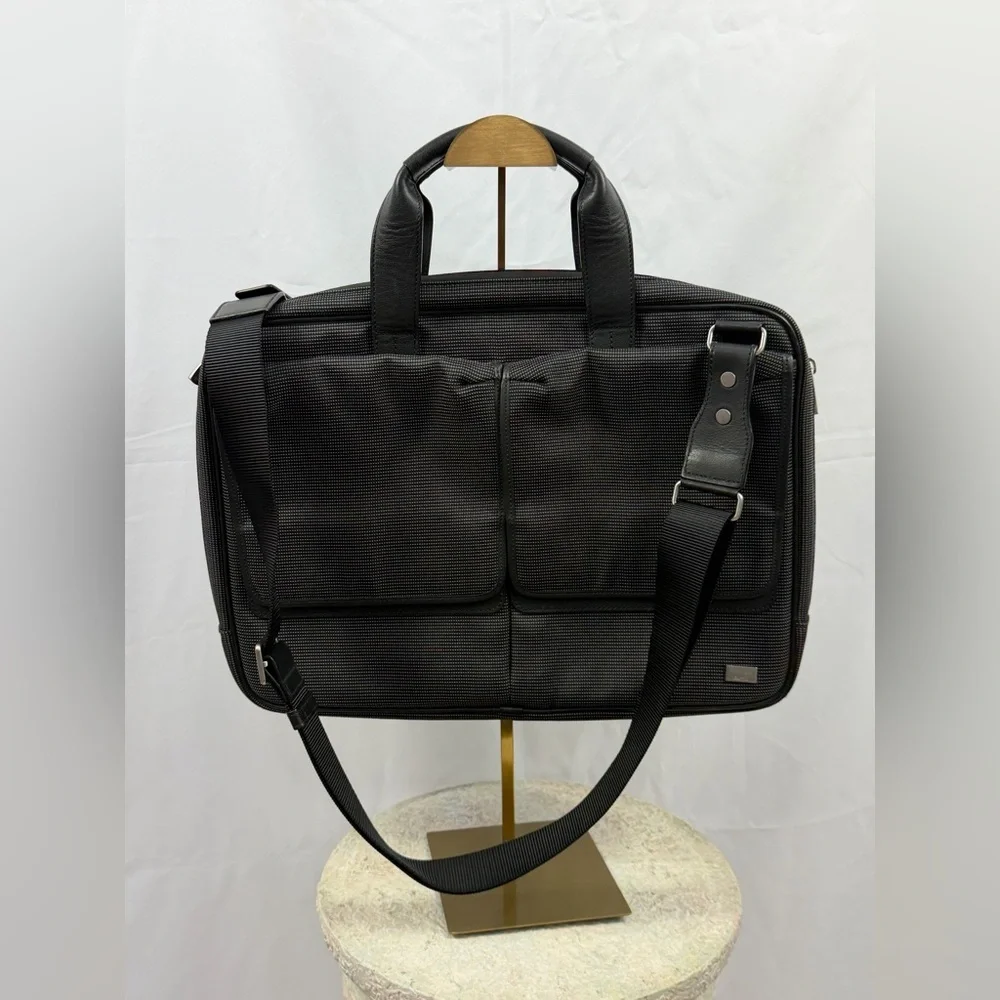 Vintage Dunhill Black Charcoal Briefcase Laptop Bag Leather Trim Strap